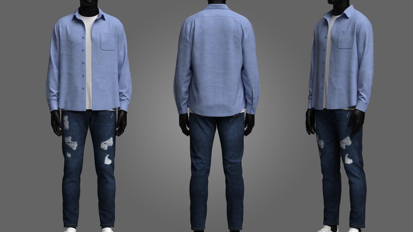 Male Shirt and Jeans Outfit 3d Model Marvelous Designer-Clo3d-fbx-obj-Zprj