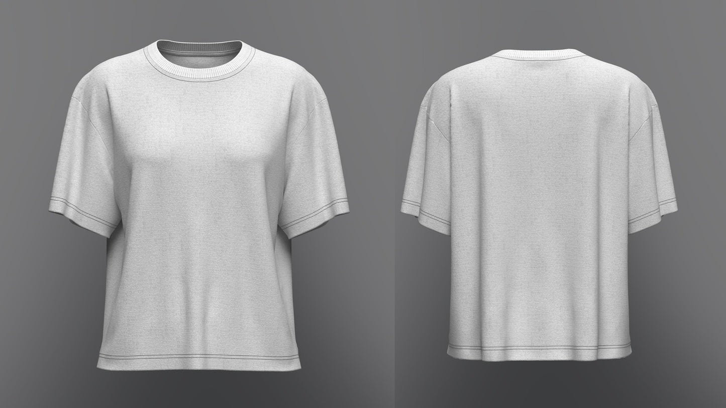 Women Half Sleeve Loose Fit T-Shirt 3d Model Marvelous Designer-Clo3d-fbx-obj-Zprj
