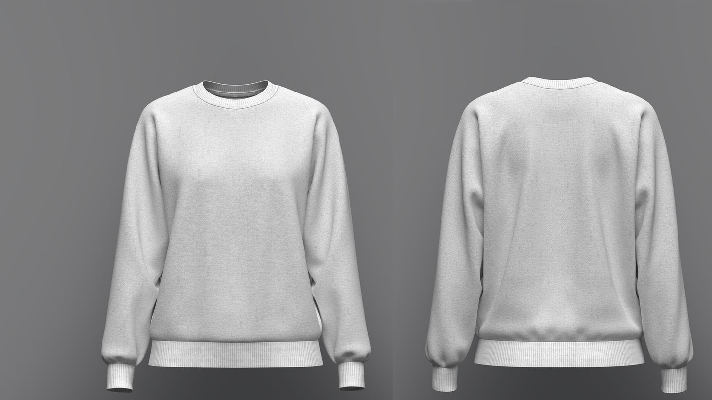 Women's Loose fit Raglan Sweatshirt 3d Model Marvelous Designer-Clo3d-fbx-obj-Zprj