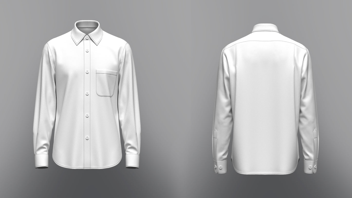 Men's Loose Fit Full Slv Shirt 3d Model Marvelous Designer-Clo3d-fbx-obj-Zprj
