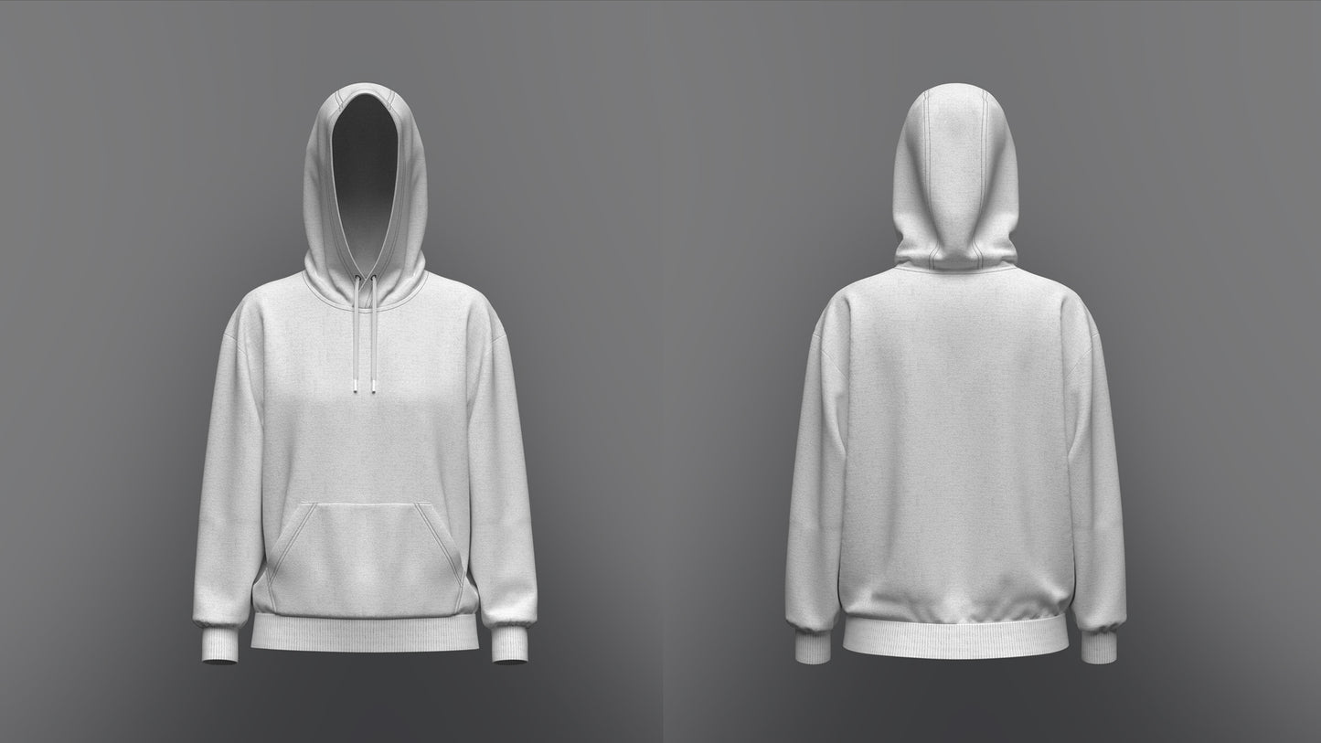 Women Loose Fit Sleeve hoodie 3d Model Marvelous Designer-Clo3d-fbx-obj-Zprj