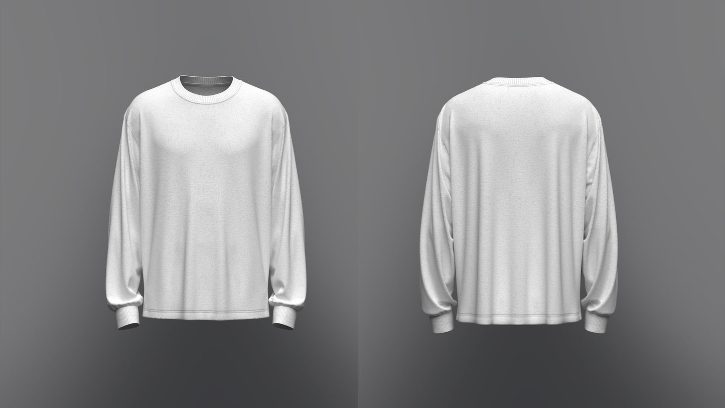 Men's Oversized Full Sleeve T-shirt 3d Model Marvelous Designer-Clo3d-fbx-obj-Zprj