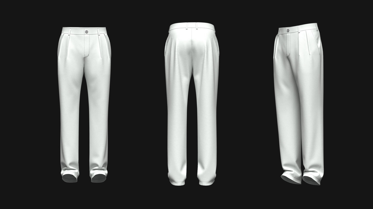Men's Double Pleat Pant 3d Model Marvelous Designer-Clo3d-fbx-obj-Zprj