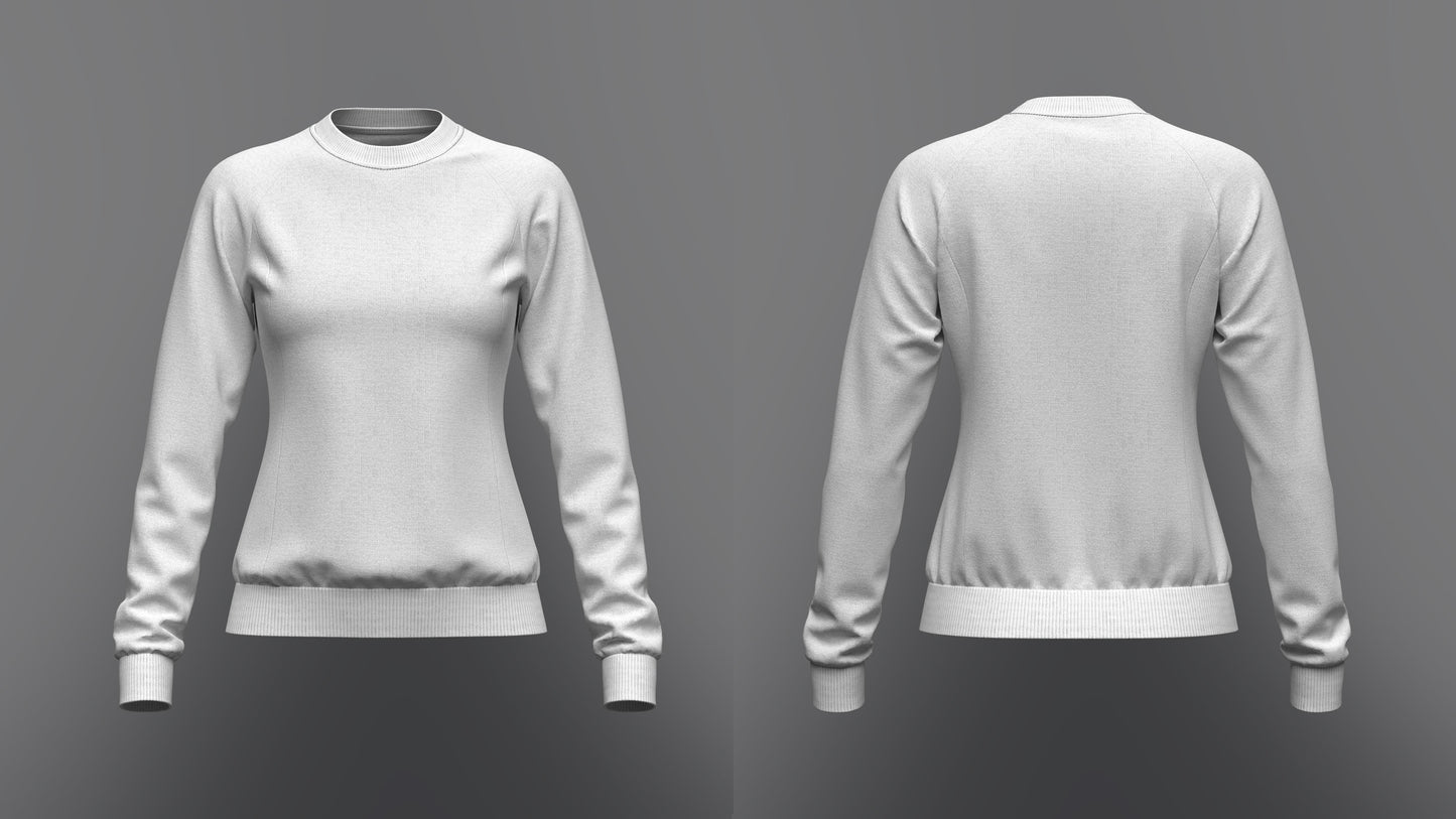 Women's Raglan Sweatshirt 3d Model Marvelous Designer-Clo3d-fbx-obj-Zprj