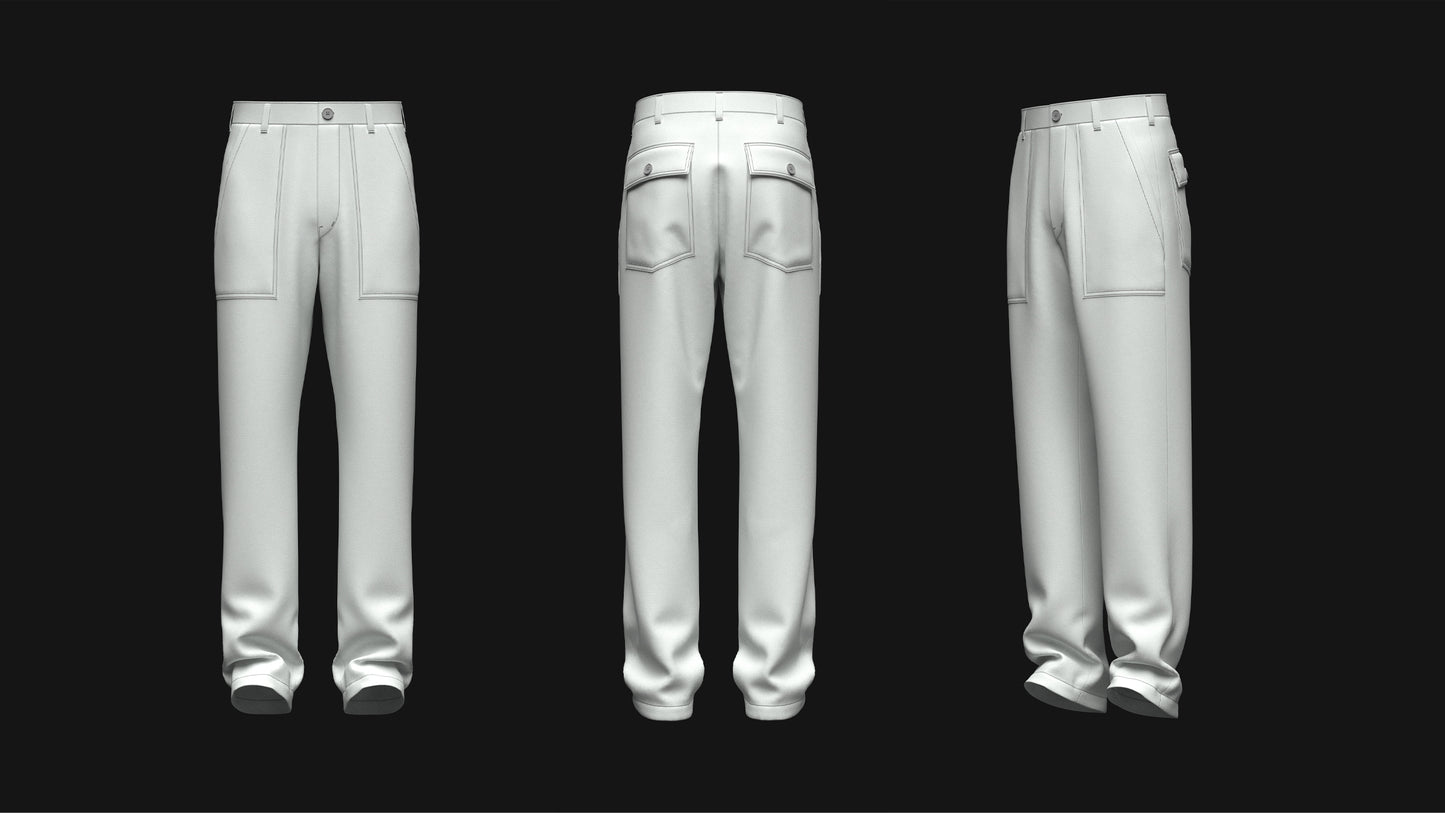 Men's Worker Pant 3d Model Marvelous Designer-Clo3d-fbx-obj-Zprj