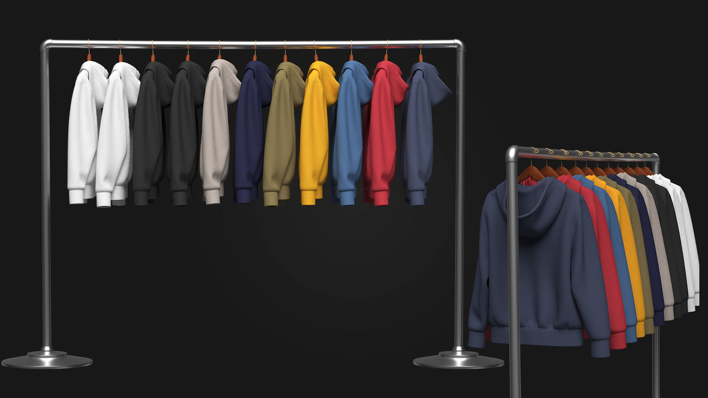 Hoodie On Steel Rack 3d Model Marvelous Designer-Clo3d-fbx-obj-Zprj