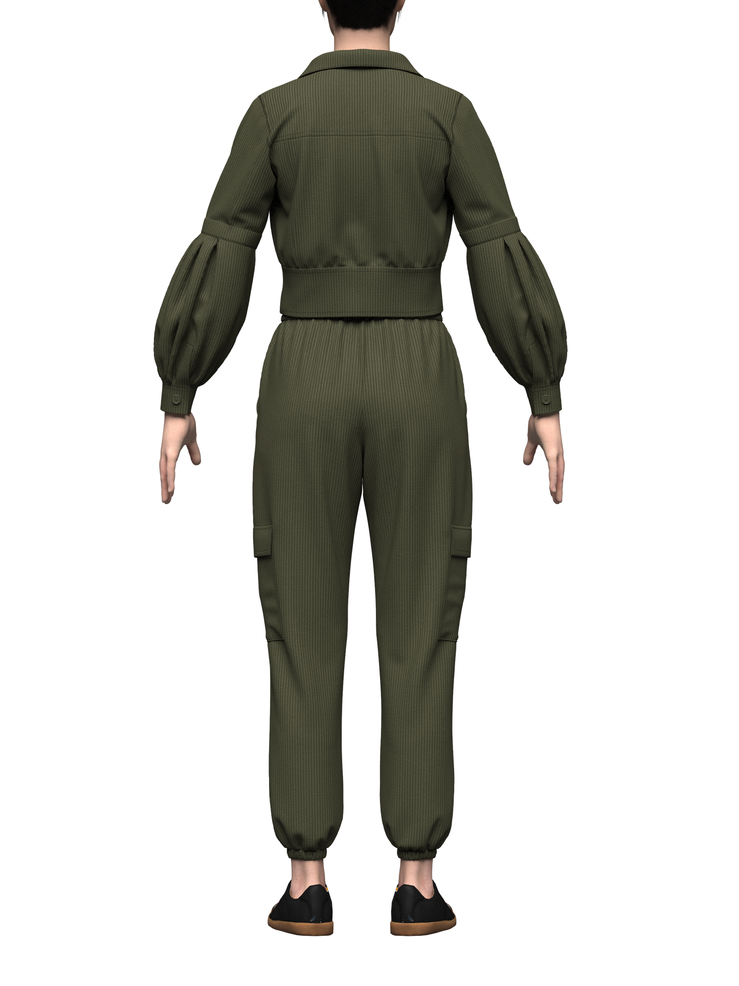 Women's Corduroy Cropped Jacket Outfit 3d Model Marvelous Designer-Clo3d-fbx-obj-Zprj
