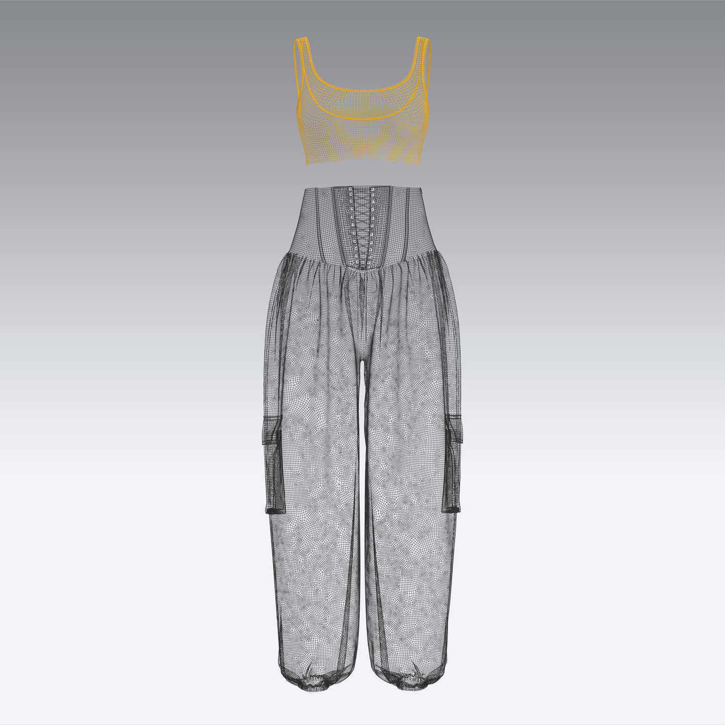 Woman Crop top and genie pant 3d Model Marvelous Designer-Clo3d-fbx-obj-Zprj