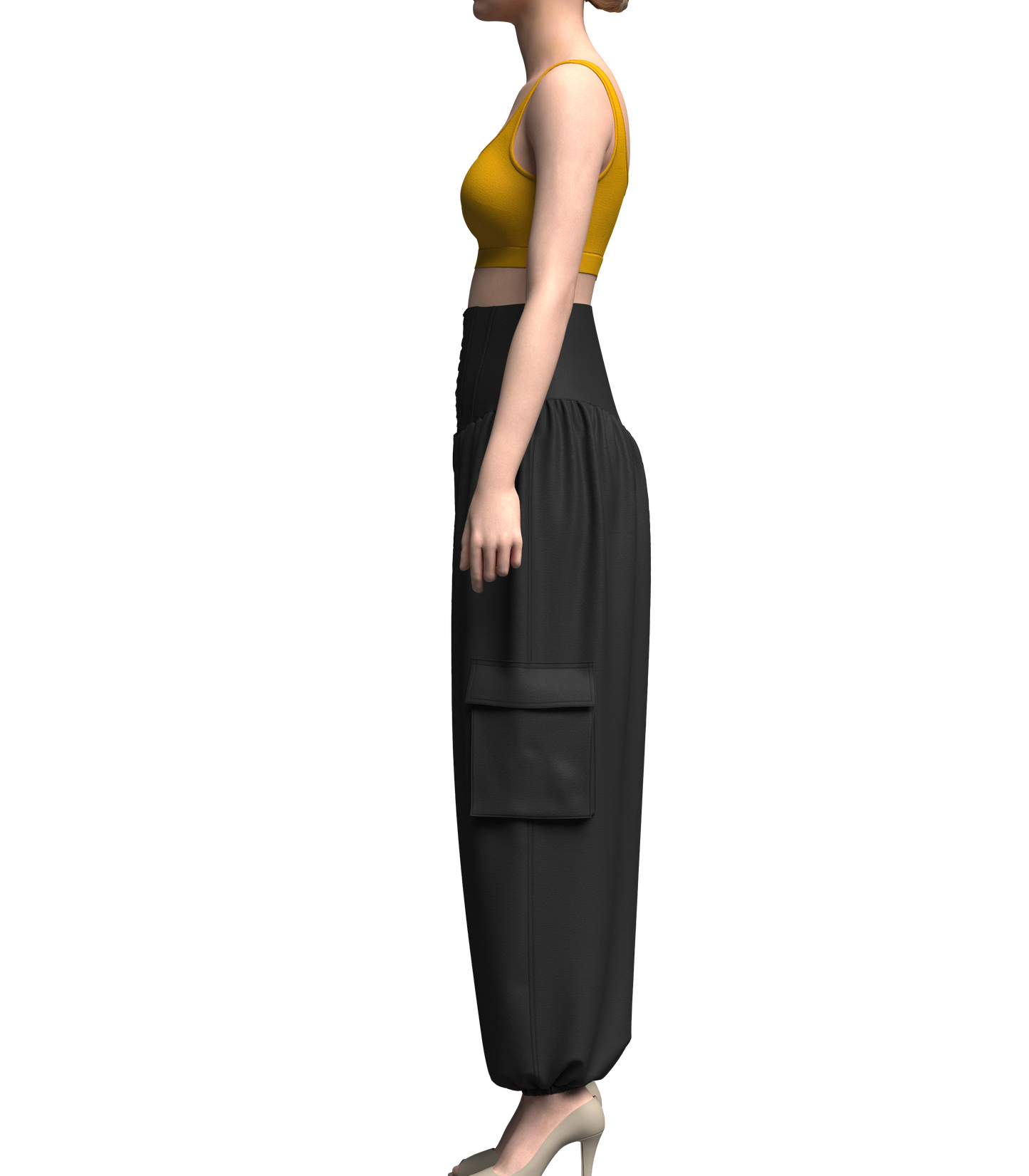 Woman Crop top and genie pant 3d Model Marvelous Designer-Clo3d-fbx-obj-Zprj
