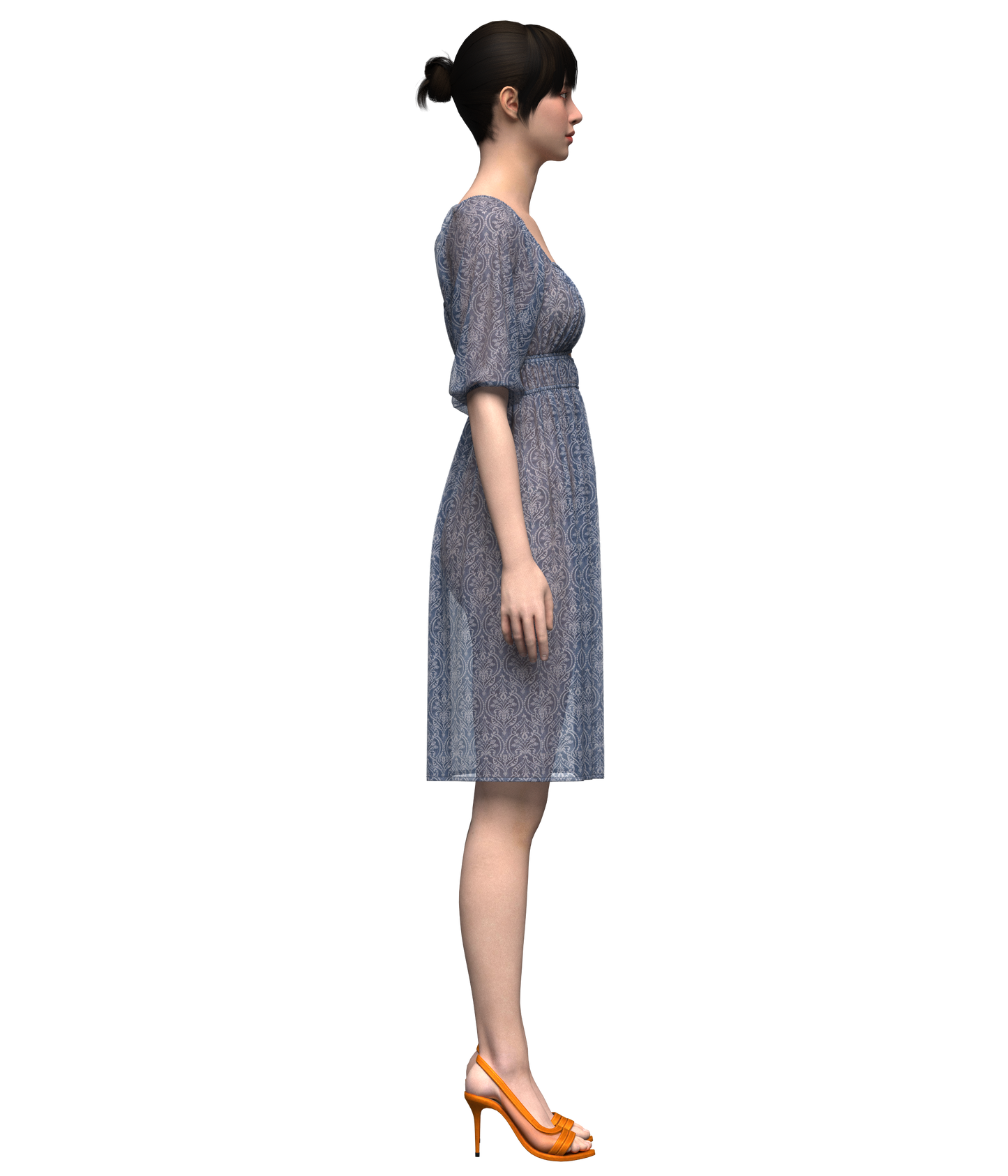 Female Gathered dress 3d Model Marvelous Designer-Clo3d-fbx-obj-Zprj