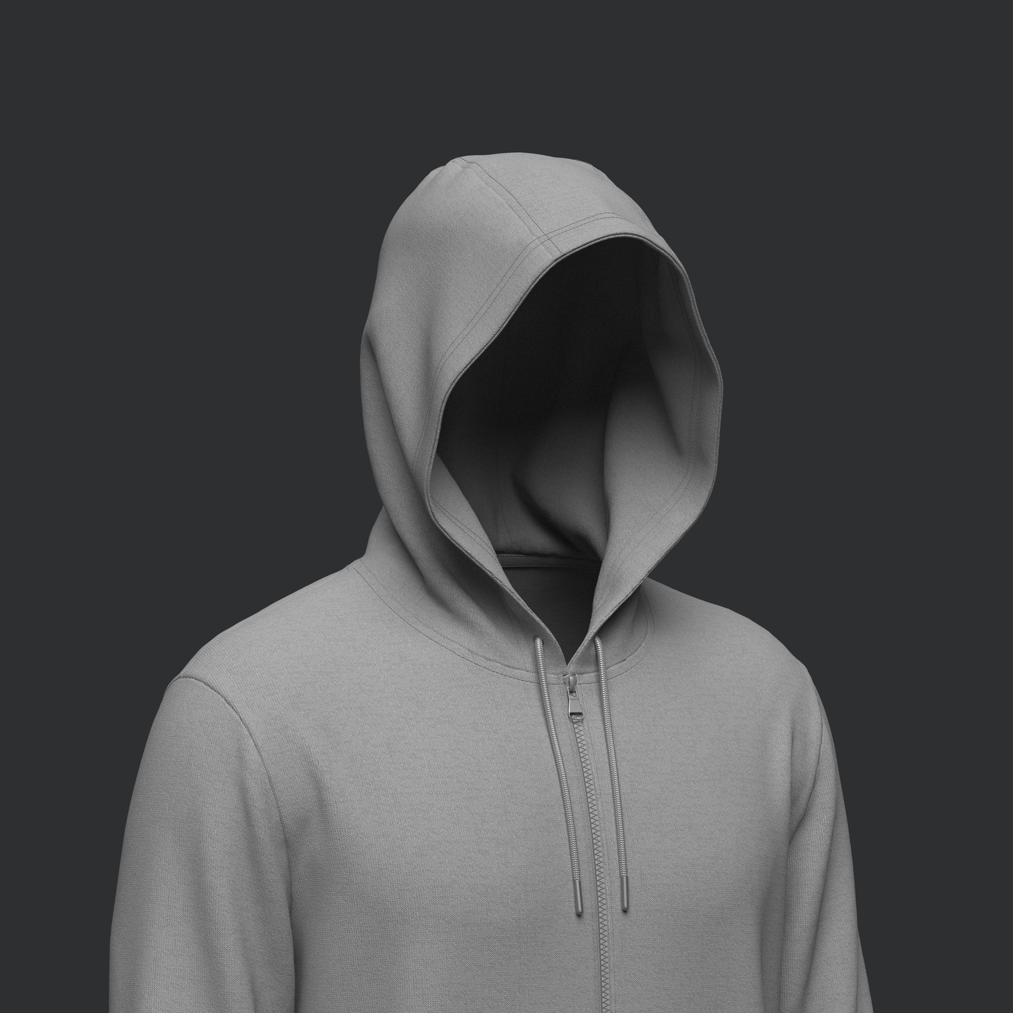 Male Front Zip Hoodie Hood Up 3d Model Marvelous Designer-Clo3d-fbx-obj-Zprj