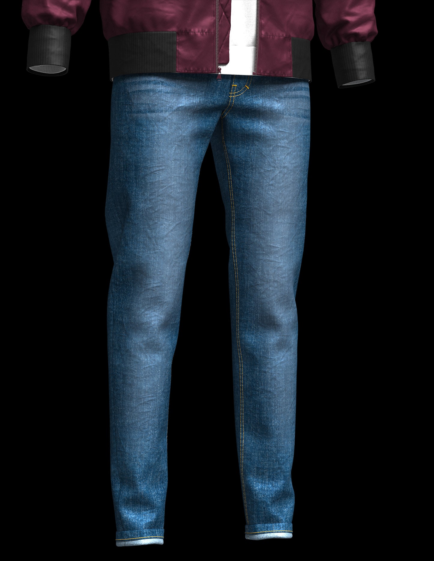 Men's Winter Outfit Bomber Jacket Sweatshirt Jeans 3d Model Marvelous Designer-Clo3d-fbx-obj-Zprj