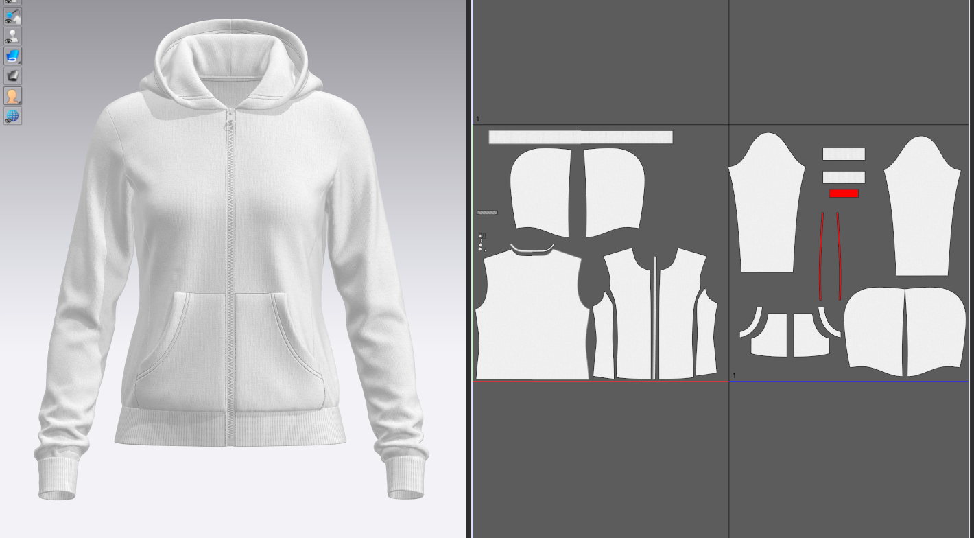 Women's front Zip Hoodie 3d Model Marvelous Designer-Clo3d-fbx-obj-Zprj