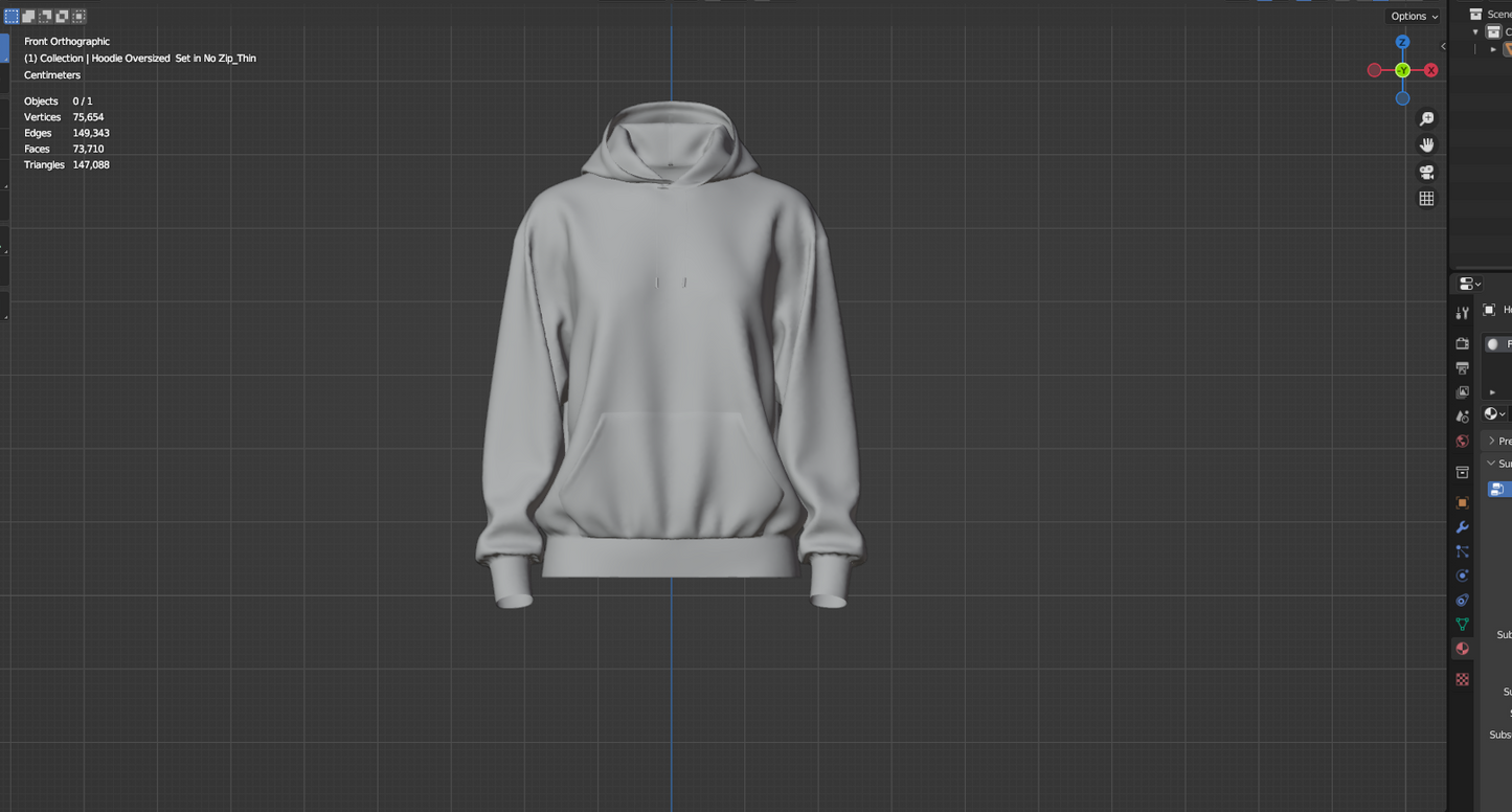 Women's Oversized Hoodie Set in No Zip 3d Model Marvelous Designer-Clo3d-fbx-obj-Zprj