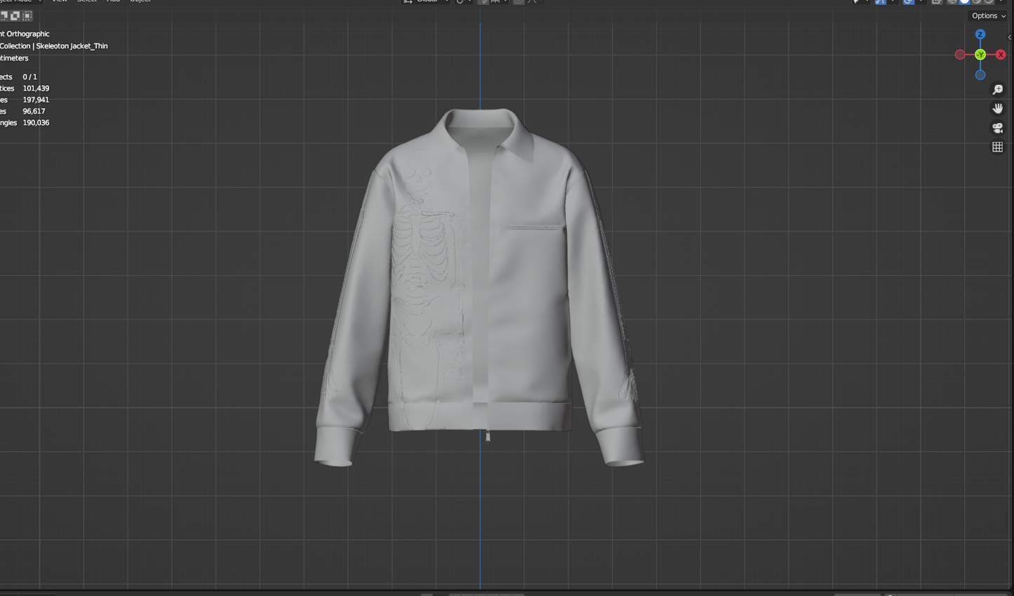 Men's Skeleoton Jacket 3d Model Marvelous Designer-Clo3d-fbx-obj-Zprj