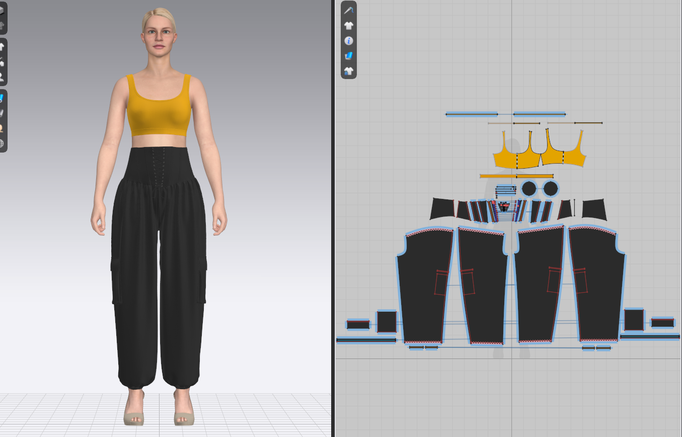 Woman Crop top and genie pant 3d Model Marvelous Designer-Clo3d-fbx-obj-Zprj
