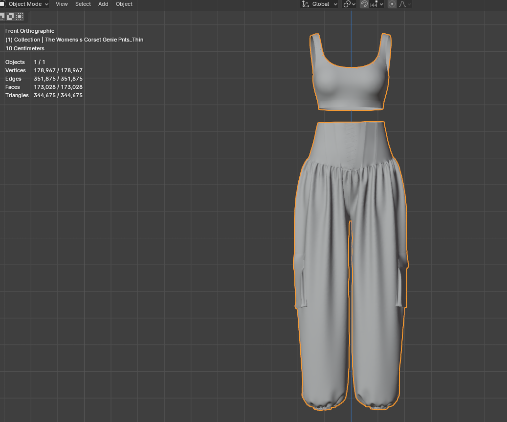 Woman Crop top and genie pant 3d Model Marvelous Designer-Clo3d-fbx-obj-Zprj