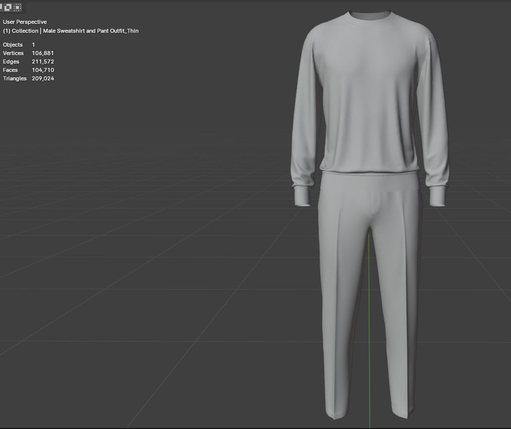 Male Sweatshirt and Pant Outfit 3d Model Marvelous Designer-Clo3d-fbx-obj-Zprj