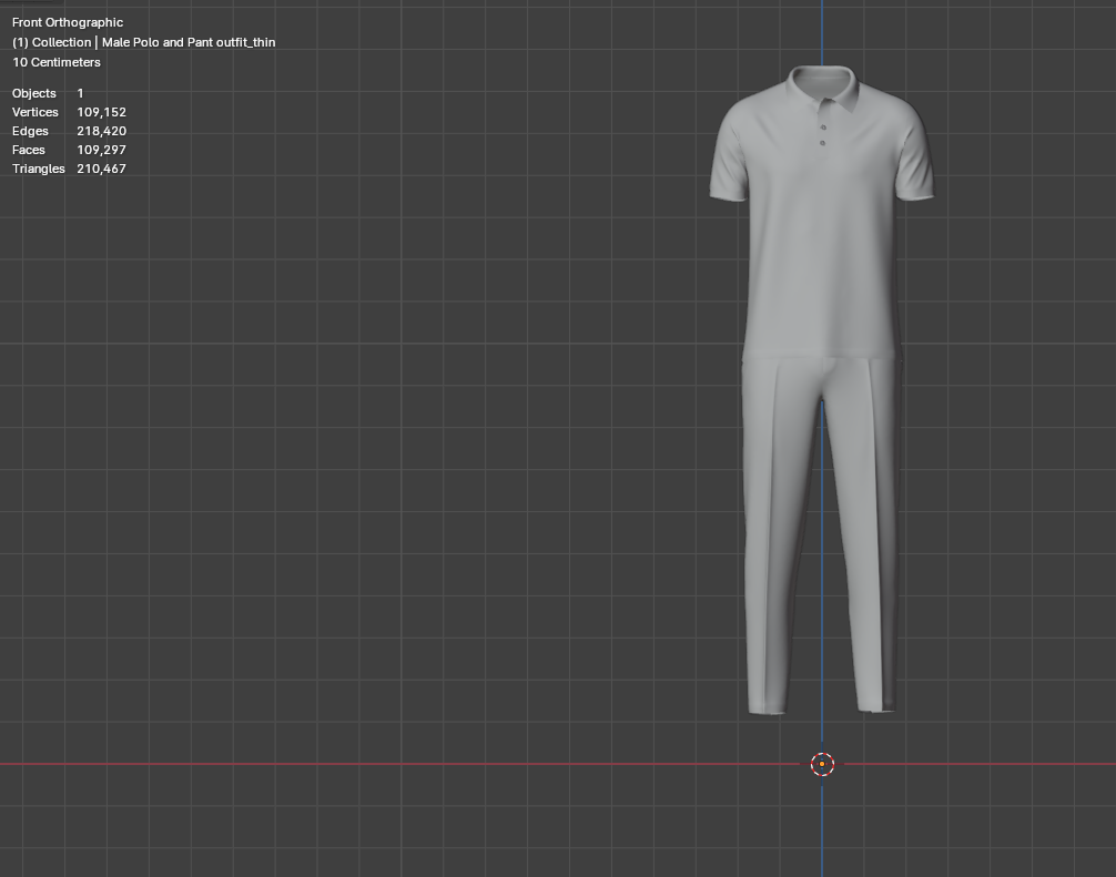 Male Polo and Pant outfit 3d Model Marvelous Designer-Clo3d-fbx-obj-Zprj