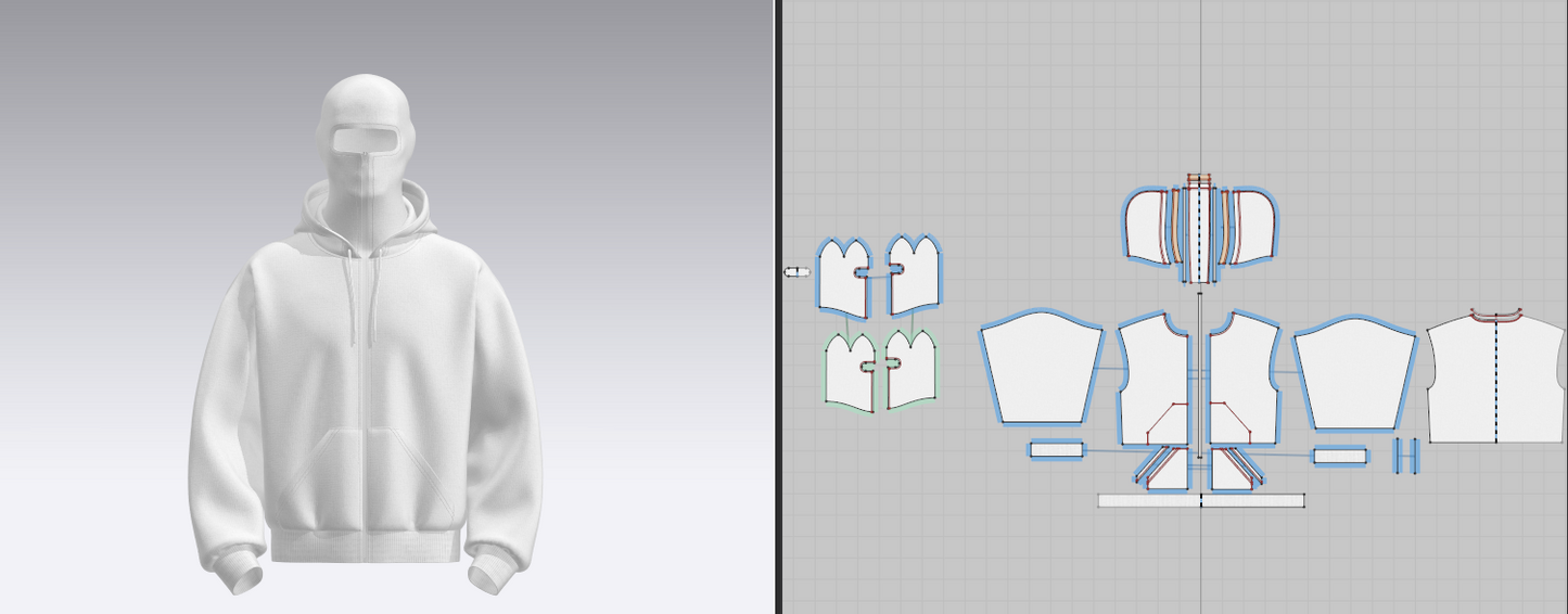 Male Oversized Balaclava Hoodie 3d Model Marvelous Designer-Clo3d-fbx-obj-Zprj