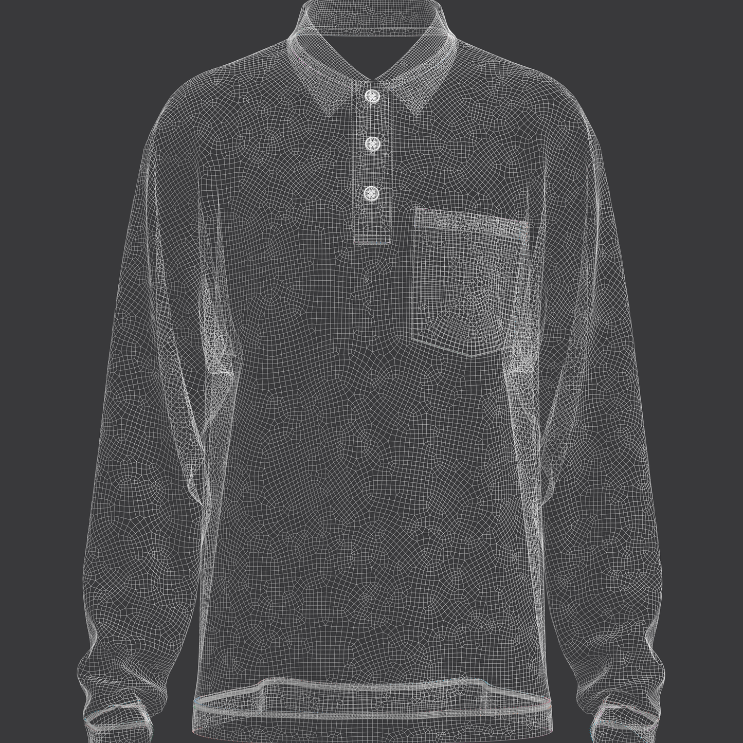 Men's Oversized Full Sleeve Polo 3d Model Marvelous Designer-Clo3d-fbx-obj-Zprj