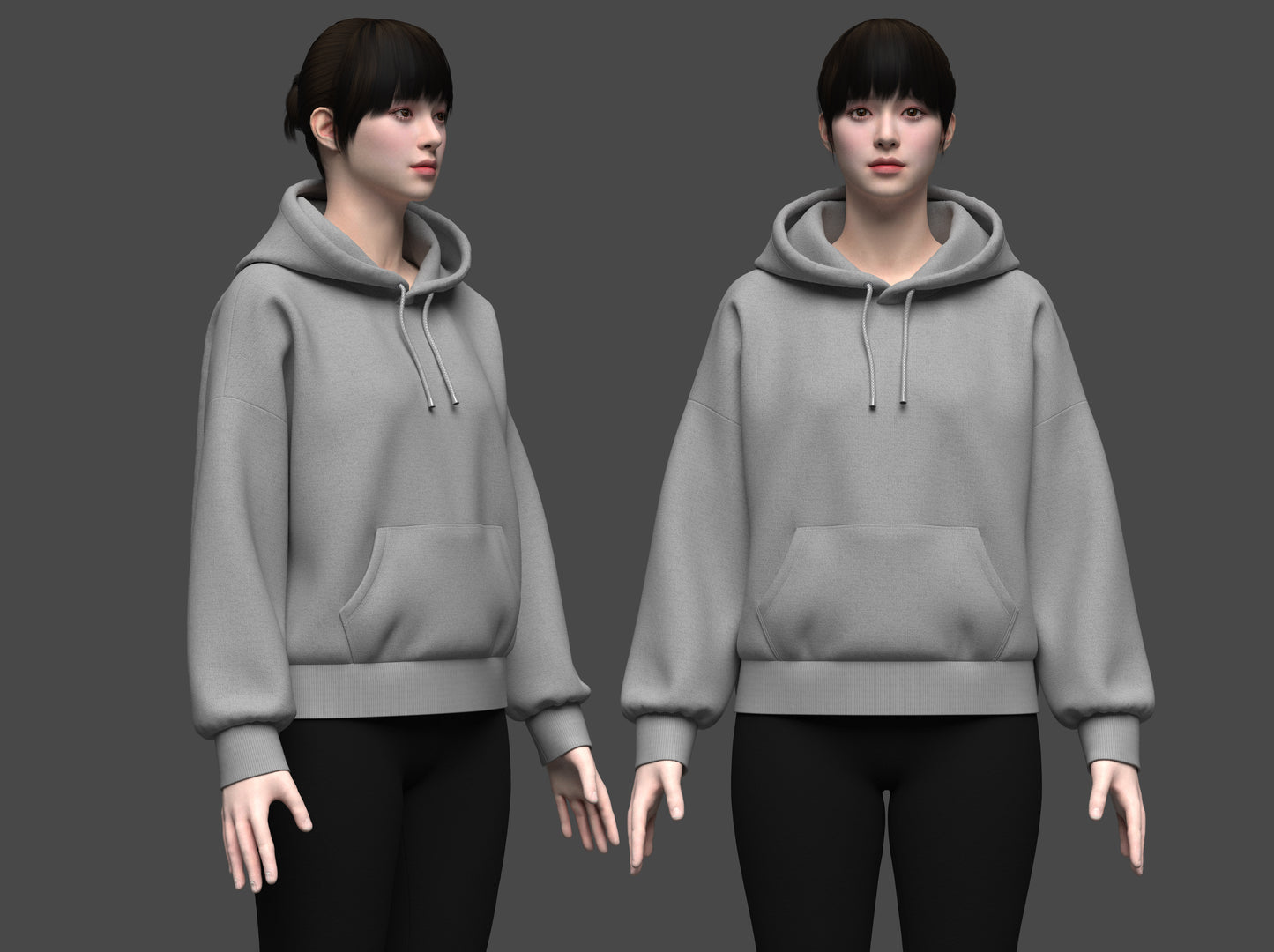 Women Oversized Hoodie 3d Model Marvelous Designer-Clo3d-fbx-obj-Zprj