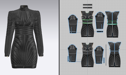 Women Leather padded dress 3d Model Marvelous Designer-Clo3d-fbx-obj-Zprj
