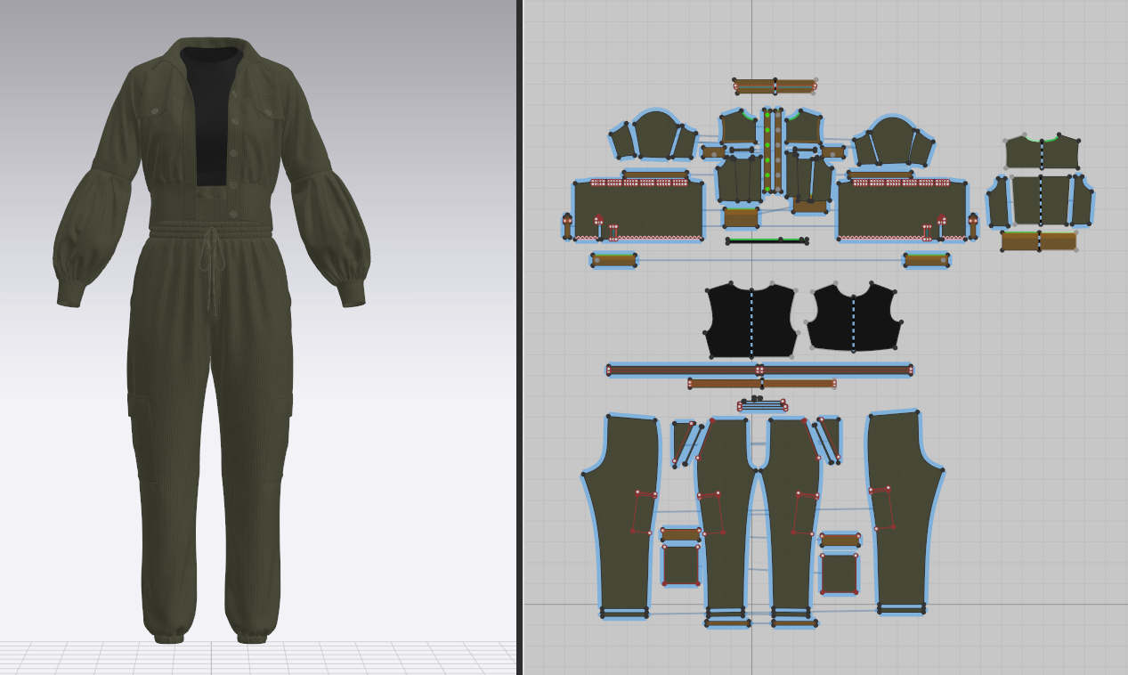 Women's Corduroy Cropped Jacket Outfit 3d Model Marvelous Designer-Clo3d-fbx-obj-Zprj