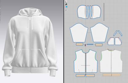 Women's Oversized Hoodie Set in Zip And Pocket 3d Model Marvelous Designer-Clo3d-fbx-obj-Zprj
