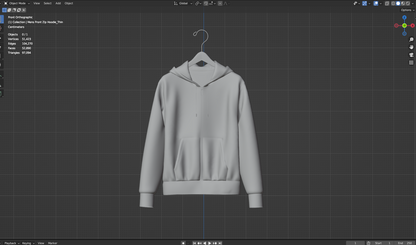 Men's Front Zip Hoodie_Hanged 3d Model Marvelous Designer-Clo3d-fbx-obj-Zprj
