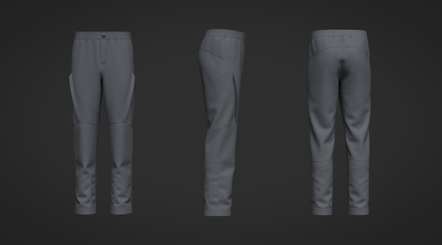 Male Motorcycle Pant 3d Model Marvelous Designer-Clo3d-fbx-obj-Zprj