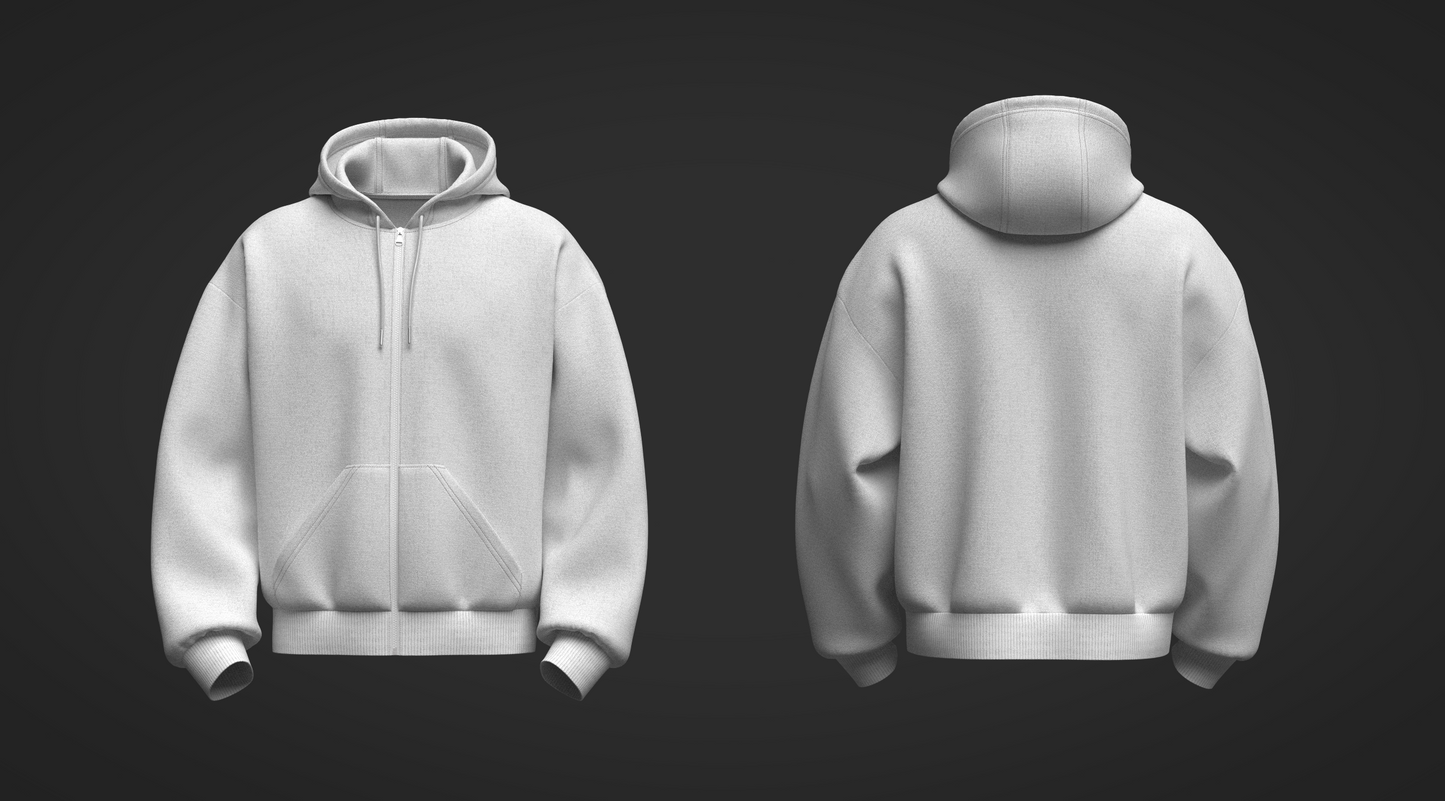 Male Front Zip Oversized Hoodie 3d Model Marvelous Designer-Clo3d-fbx-obj-Zprj