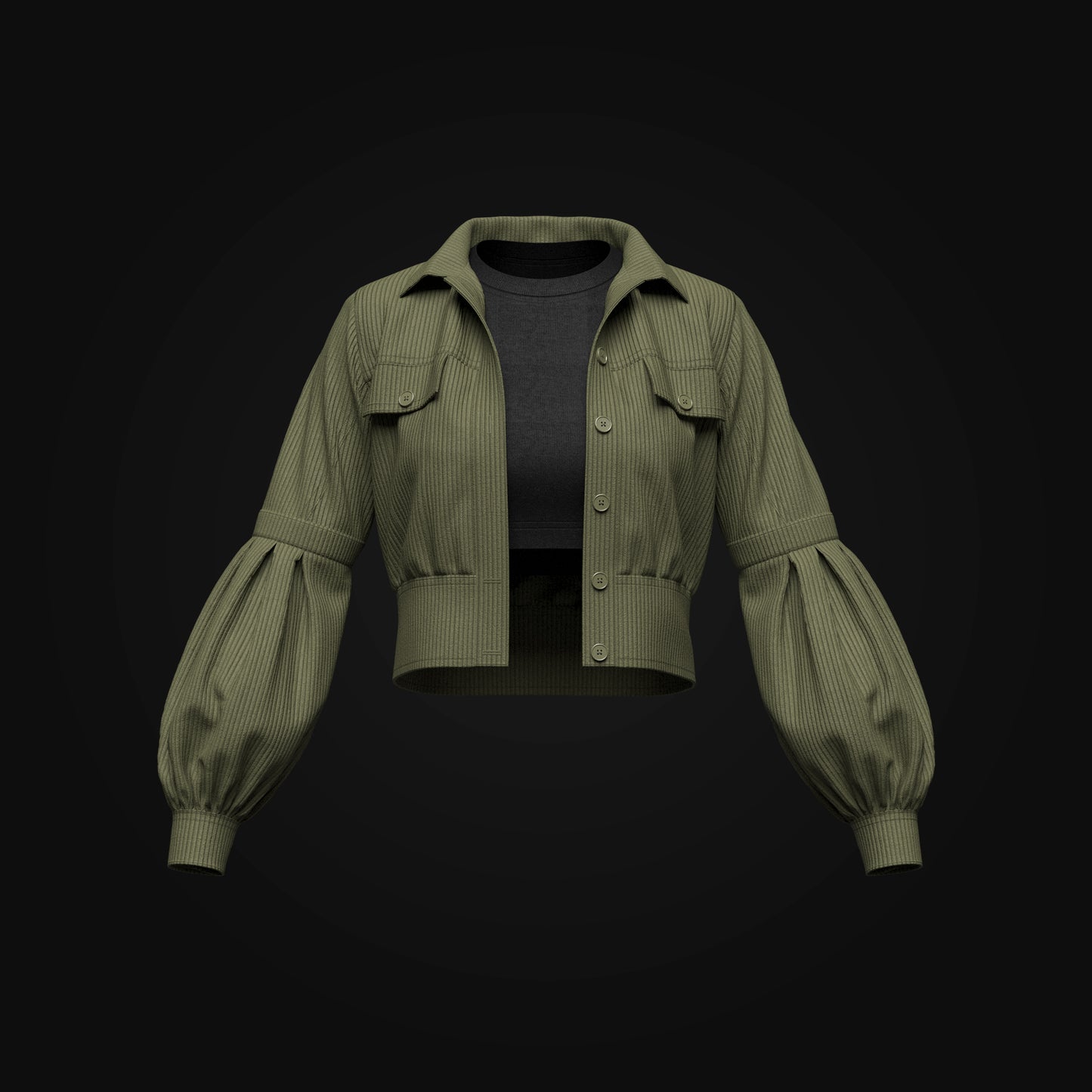 Women's Corduroy Cropped Jacket 3d Model Marvelous Designer-Clo3d-fbx-obj-Zprj