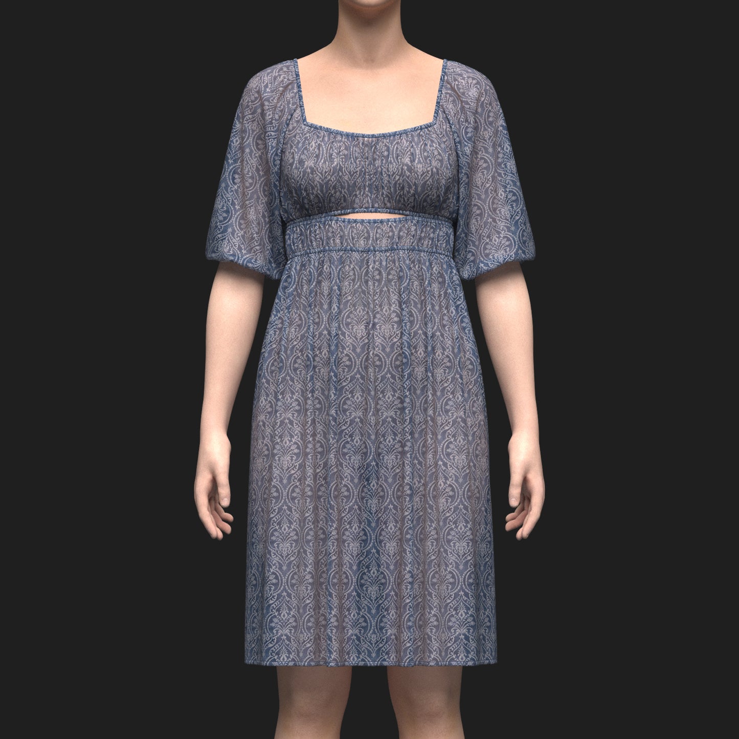 Female Gathered dress 3d Model Marvelous Designer-Clo3d-fbx-obj-Zprj