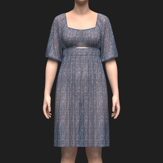 Female Gathered dress 3d Model Marvelous Designer-Clo3d-fbx-obj-Zprj