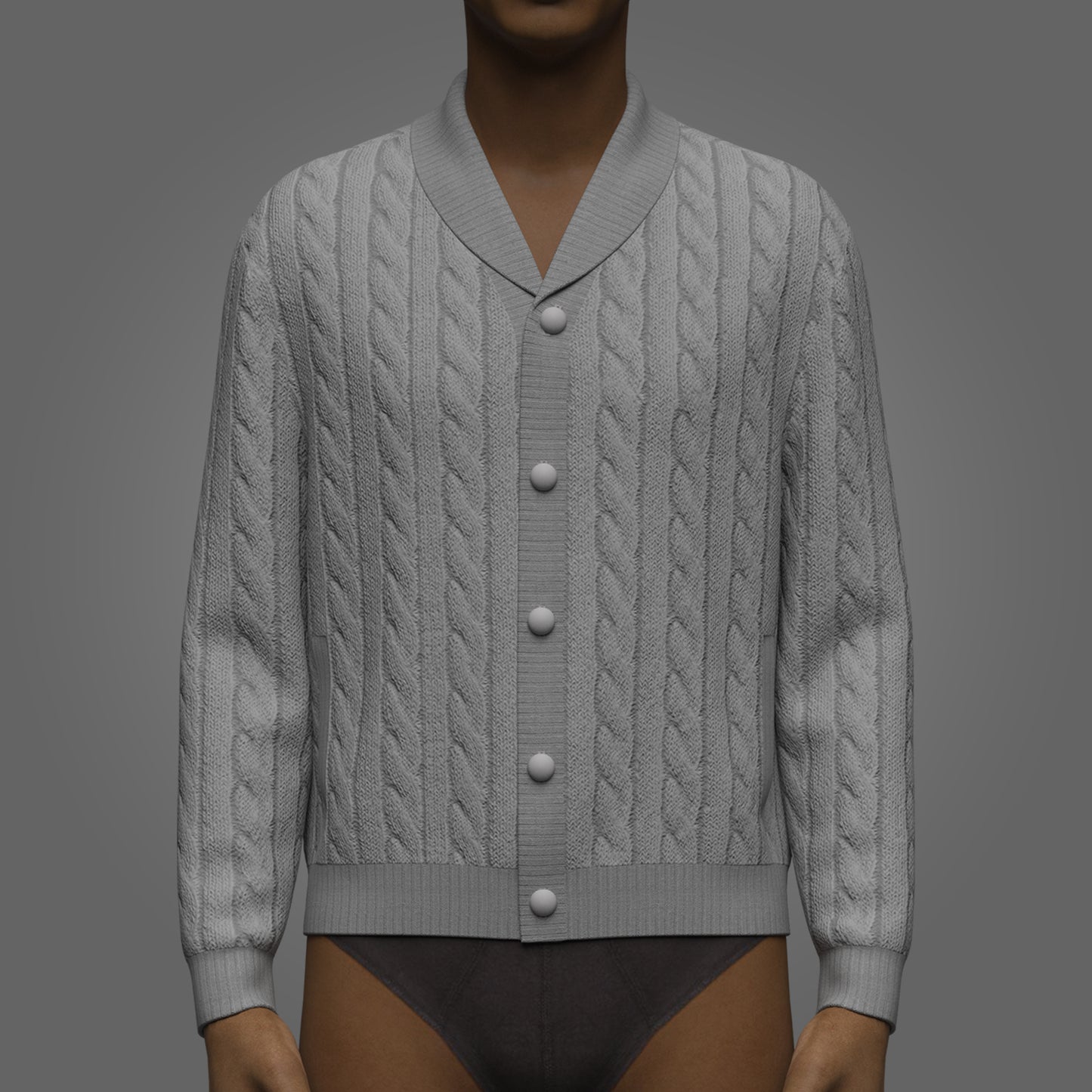 Men sweaters Cardigans 3d Model Marvelous Designer-Clo3d-fbx-obj-Zprj
