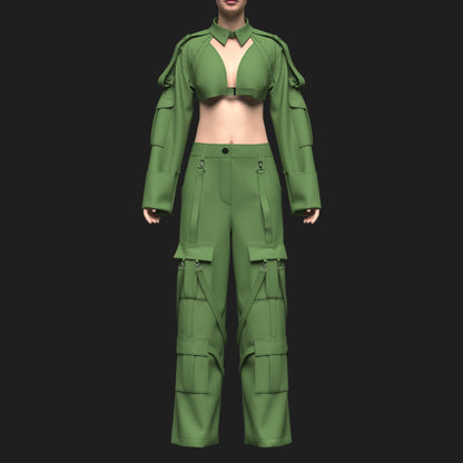 Women's Top And Cargo Pant 3d Model Marvelous Designer-Clo3d-fbx-obj-Zprj