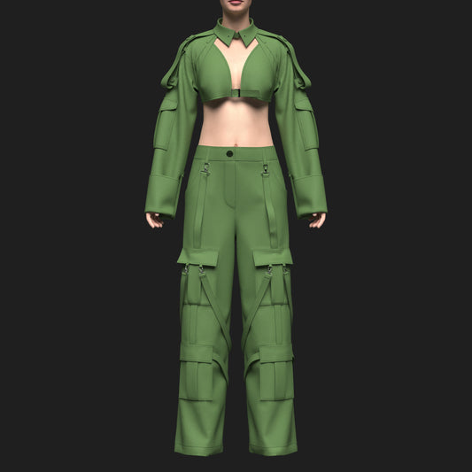 Women's Top And Cargo Pant 3d Model Marvelous Designer-Clo3d-fbx-obj-Zprj