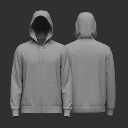 Male Front Zip Hoodie Hood Up 3d Model Marvelous Designer-Clo3d-fbx-obj-Zprj