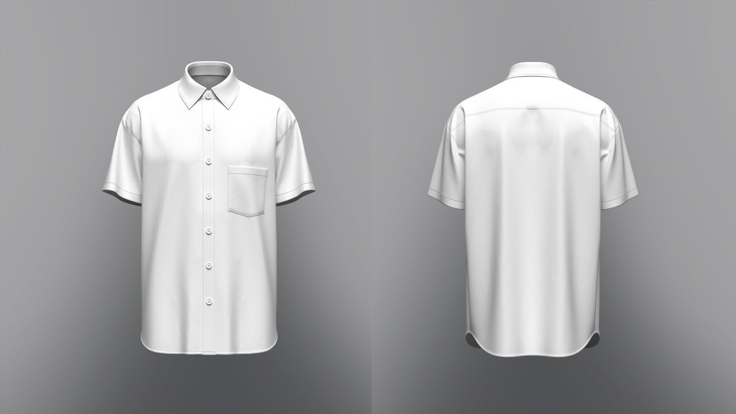 Men's Loose Fit Half Slv Shirt 3d Model Marvelous Designer-Clo3d-fbx-obj-Zprj