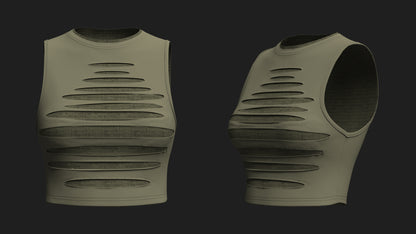 Ripped Crop Top 3d Model Marvelous Designer-Clo3d-fbx-obj-Zprj