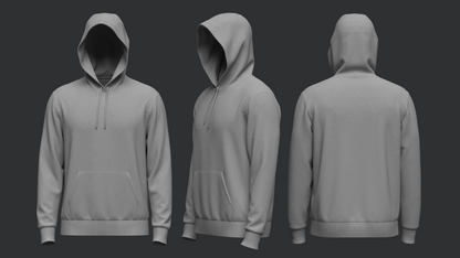Male Hoodie Hood Up 3d Model Marvelous Designer-Clo3d-fbx-obj-Zprj