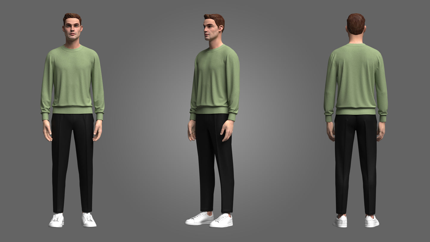 Male Sweatshirt and Pant Outfit 3d Model Marvelous Designer-Clo3d-fbx-obj-Zprj