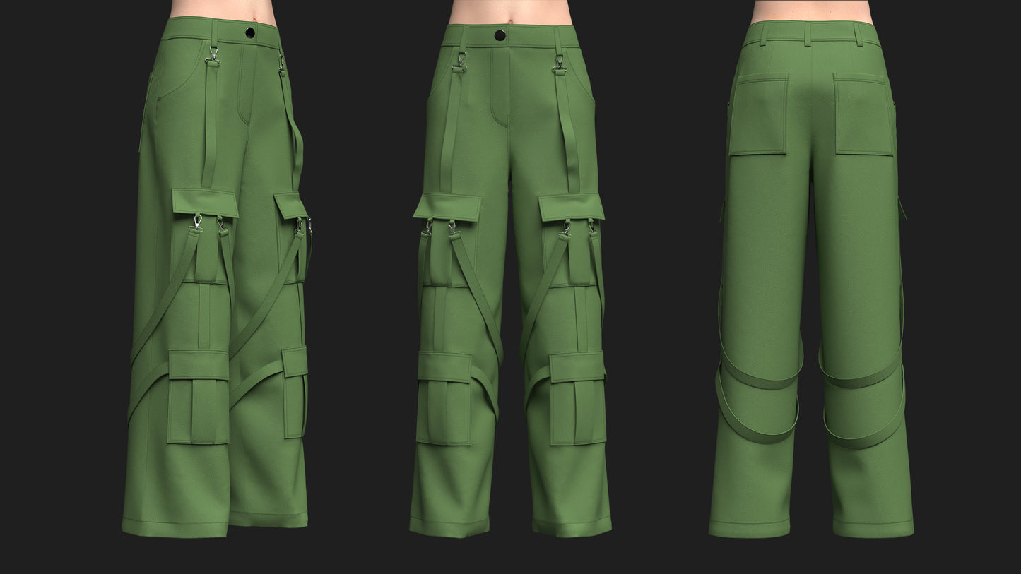 Women's Cargo Pant 3d Model Marvelous Designer-Clo3d-fbx-obj-Zprj
