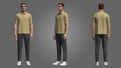 Male Polo and Pant outfit 3d Model Marvelous Designer-Clo3d-fbx-obj-Zprj