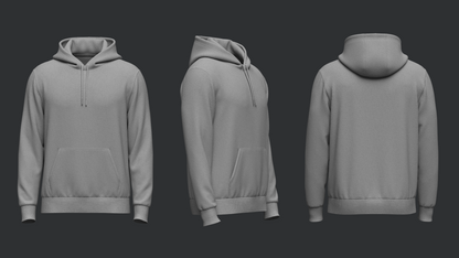 Male Hoodie Hood Down 3d Model Marvelous Designer-Clo3d-fbx-obj-Zprj