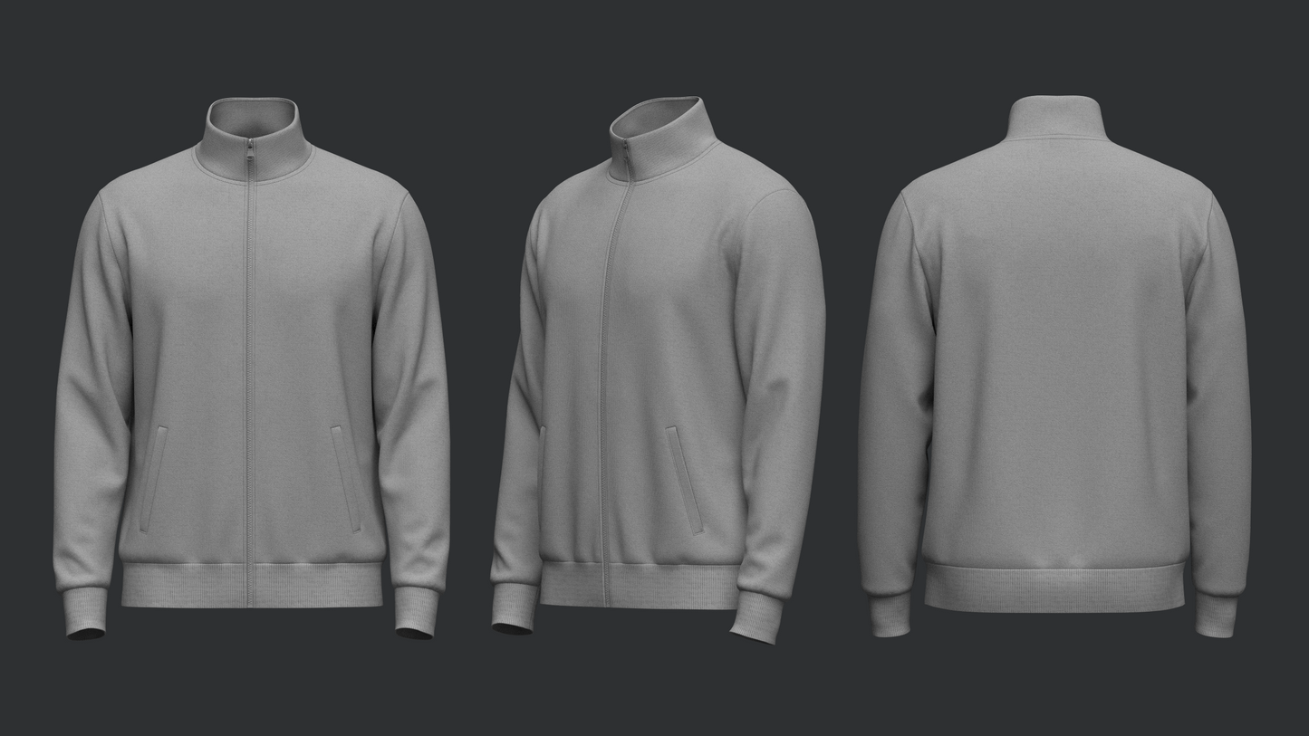 Male Full Zip Stand Collar Jacket 3d Model Marvelous Designer-Clo3d-fbx-obj-Zprj