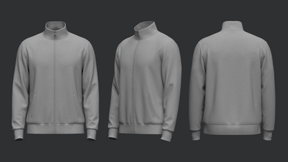 Male Full Zip Stand Collar Jacket 3d Model Marvelous Designer-Clo3d-fbx-obj-Zprj