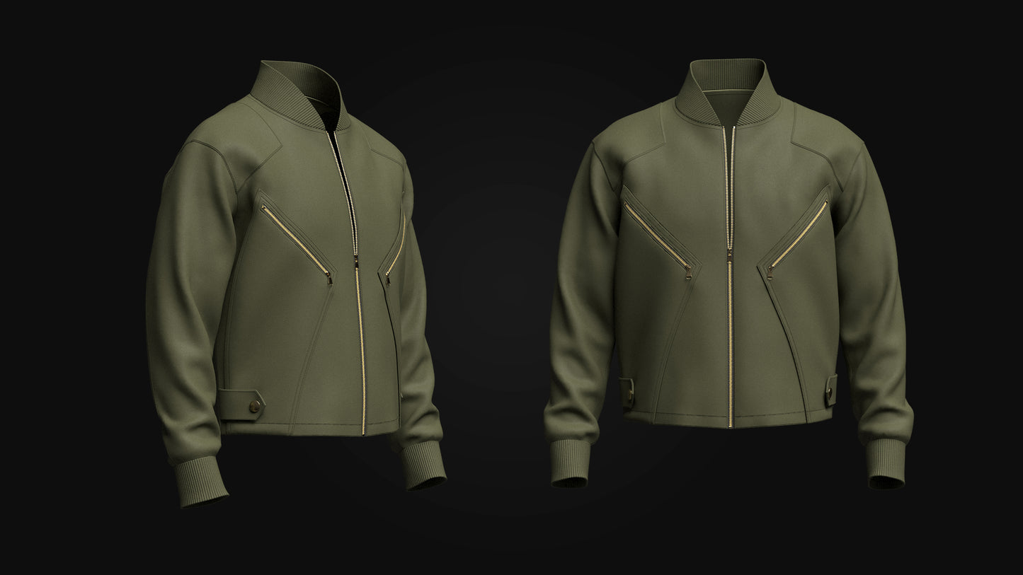 Men's Bomber Jacket 3d Model Marvelous Designer-Clo3d-fbx-obj-Zprj