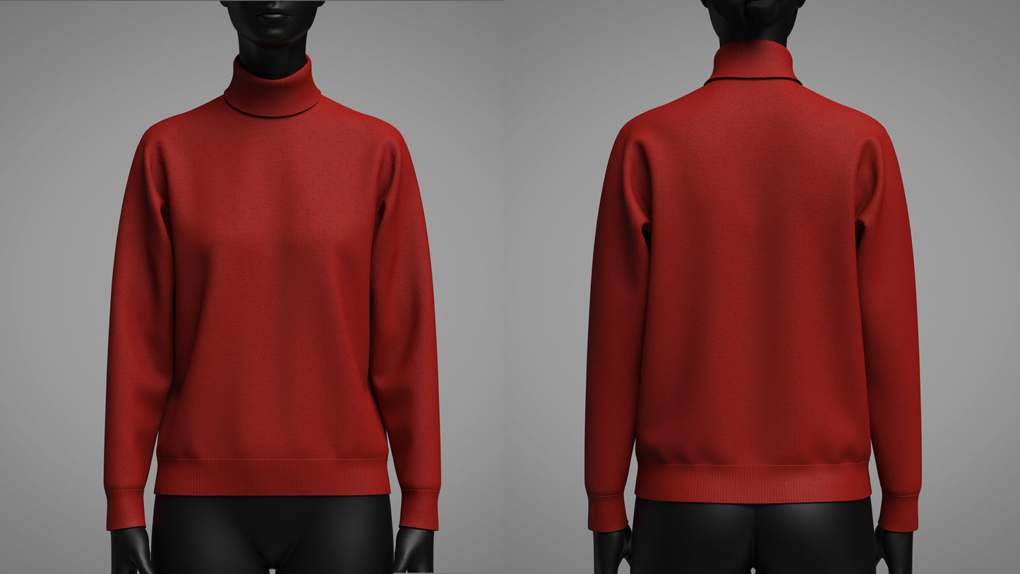 Female High Neck Sweater 3d Model Marvelous Designer-Clo3d-fbx-obj-Zprj